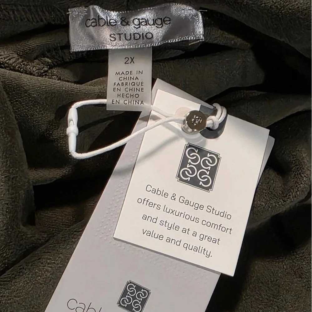 Cable & Gauge Super‎ Soft Olive Green Cowl Neck Women's Sweatshirt Plus Size 3X
